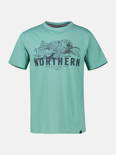 Unifarbenes T-Shirt mit Brustprint - LERROS