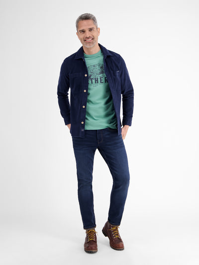 Unifarbenes T-Shirt mit Brustprint - LERROS