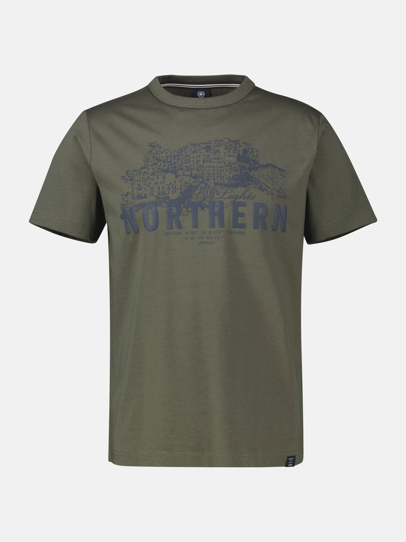 Unifarbenes T-Shirt mit Brustprint - LERROS