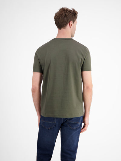 Unifarbenes T-Shirt mit Brustprint - LERROS