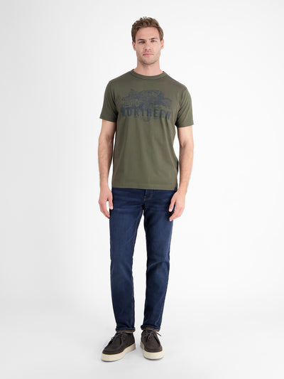 Unifarbenes T-Shirt mit Brustprint - LERROS