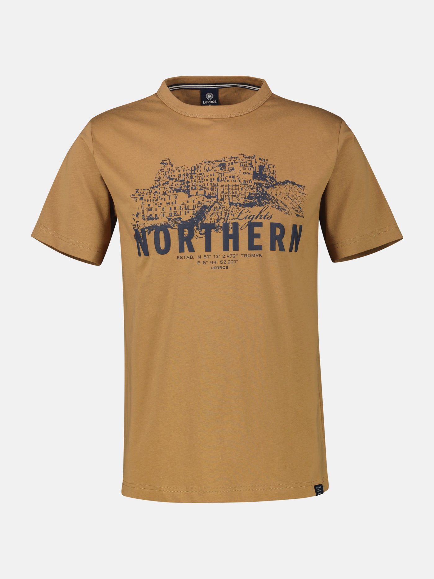 Unifarbenes T-Shirt mit Brustprint - LERROS