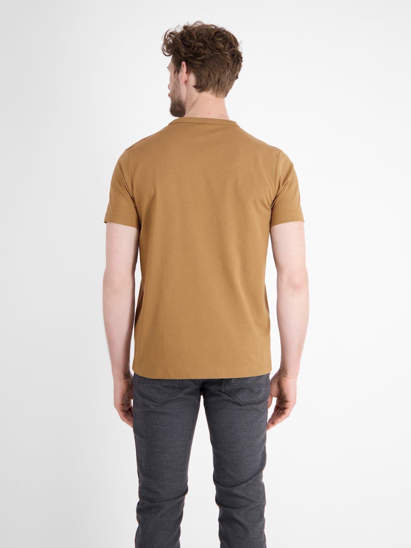 Unifarbenes T-Shirt mit Brustprint - LERROS