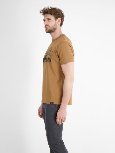 Unifarbenes T-Shirt mit Brustprint - LERROS