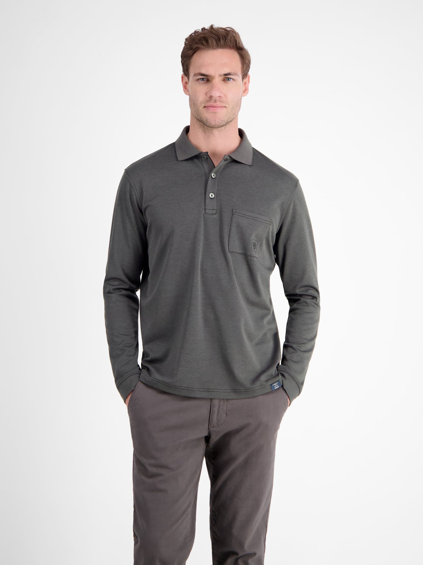 Langarmpolo für Herren in Strukturoptik - LERROS