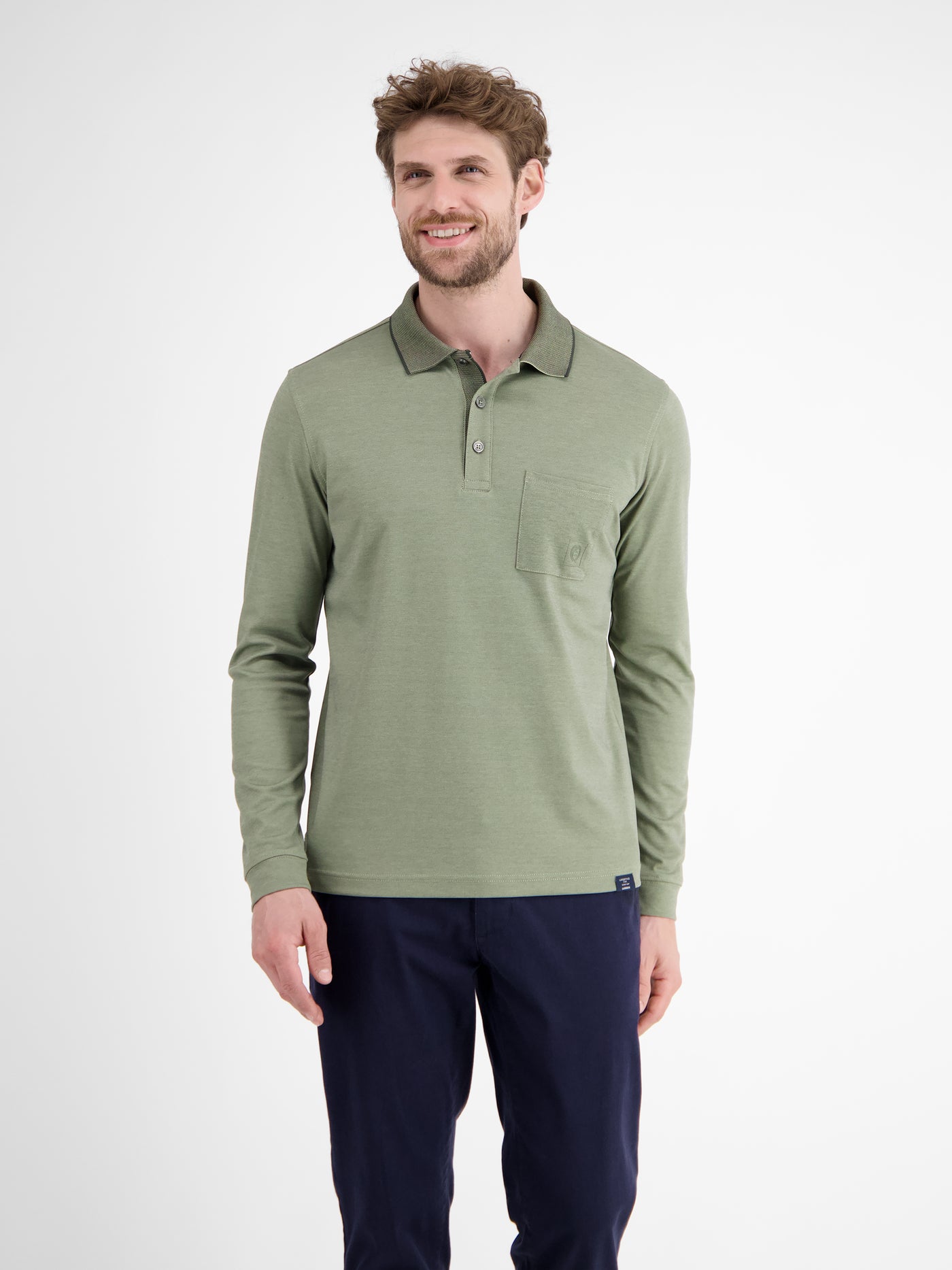 Langarmpolo für Herren in Strukturoptik - LERROS