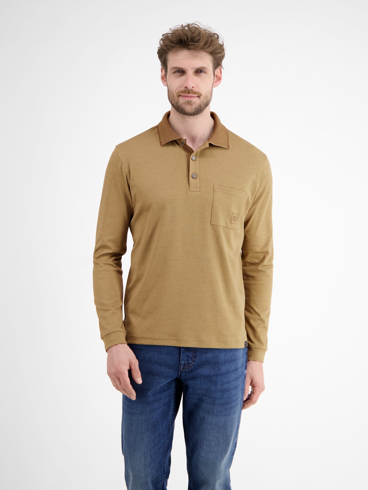 Langarmpolo für Herren in Strukturoptik - LERROS