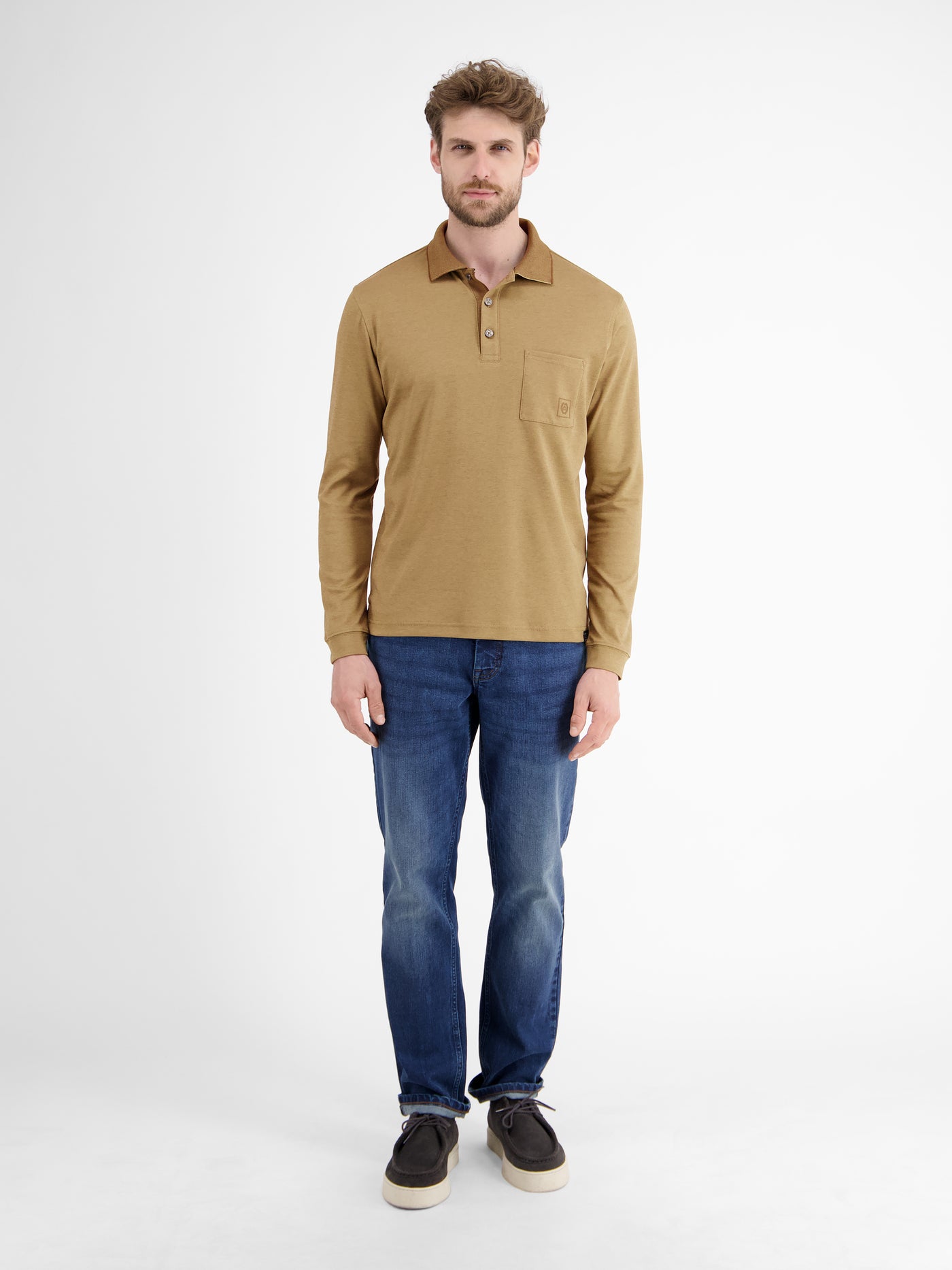 Langarmpolo für Herren in Strukturoptik - LERROS