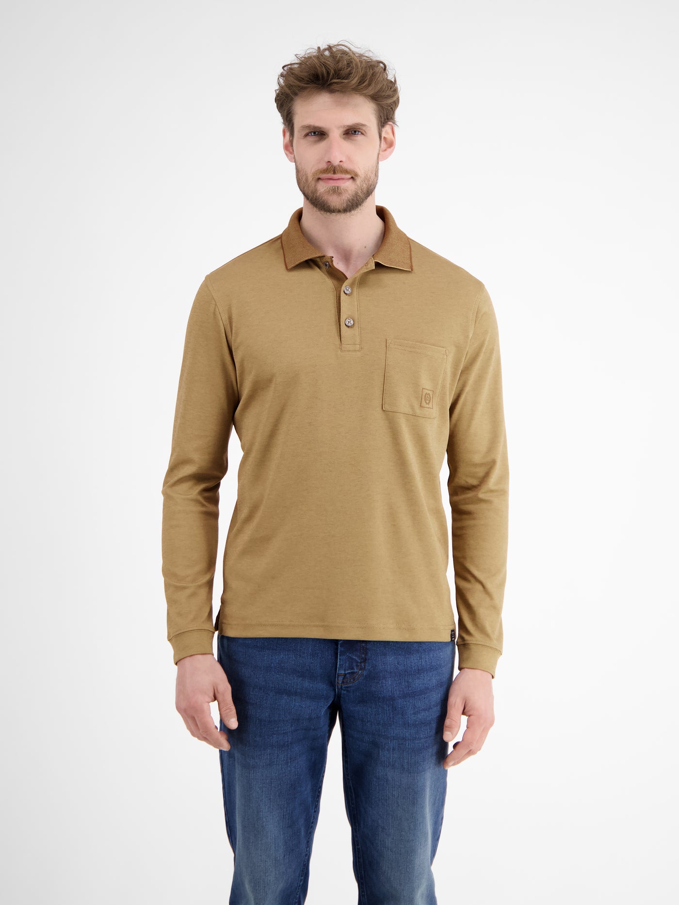 Langarmpolo für Herren in Strukturoptik - LERROS