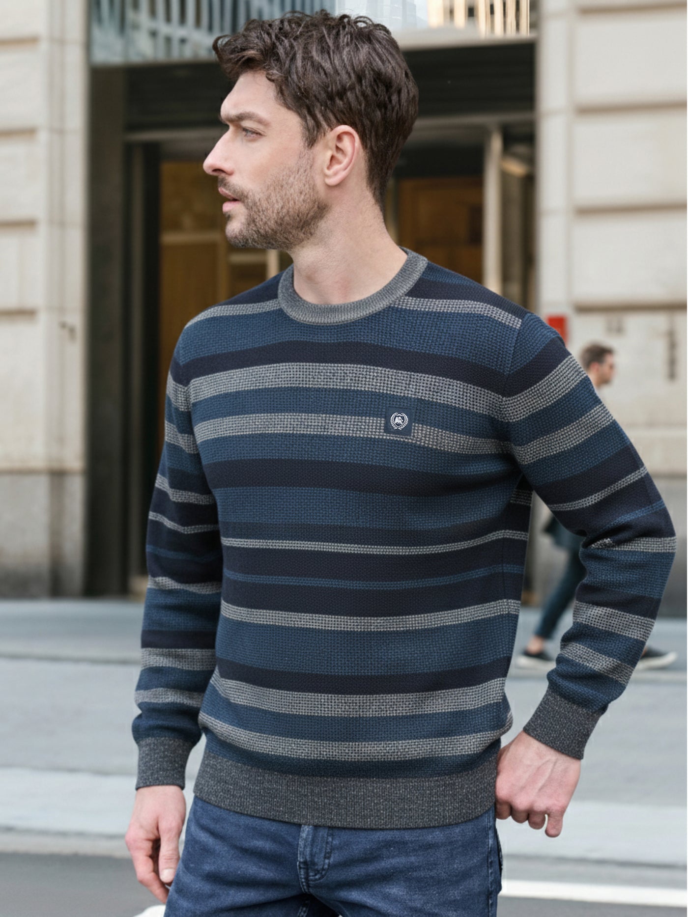 Gestreifter Strickpullover - LERROS