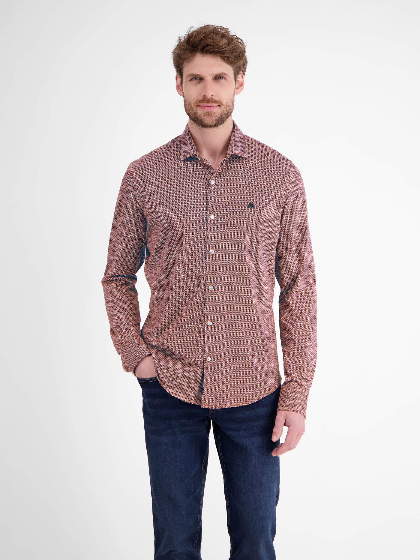 Langarmhemd mit Minimal-Karomuster - LERROS