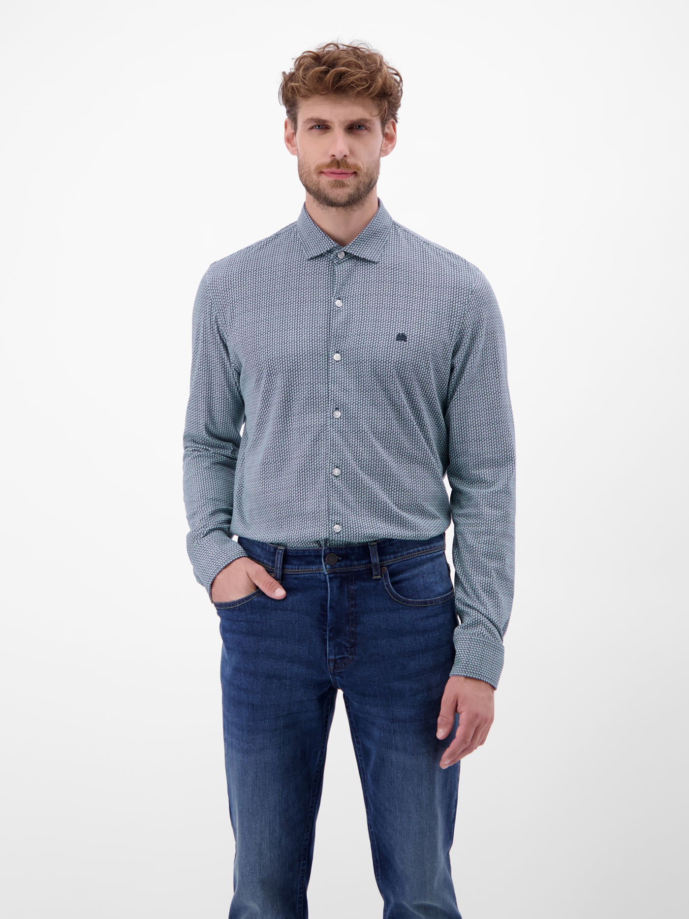 Langarmhemd mit Minimal-Karomuster - LERROS