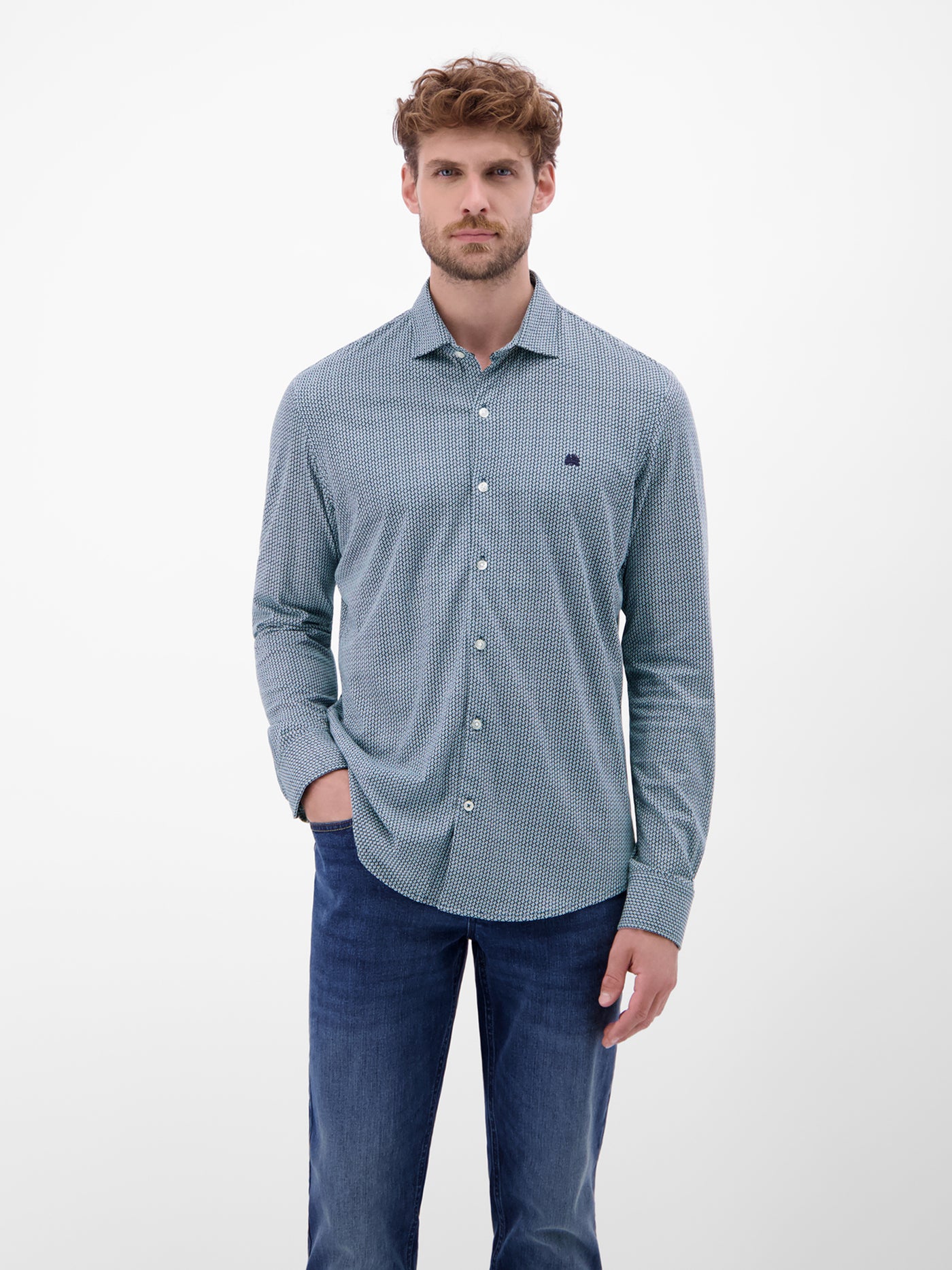 Langarmhemd mit Minimal-Karomuster - LERROS