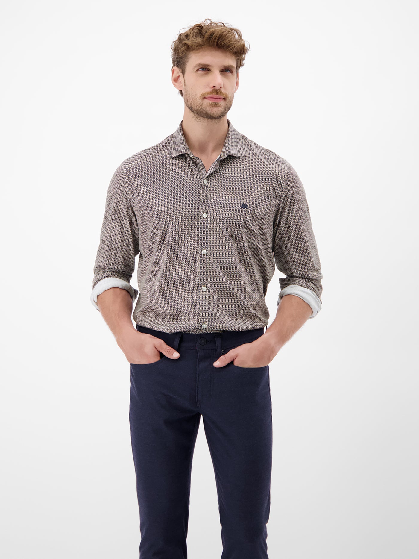 Langarmhemd mit Minimal-Karomuster - LERROS