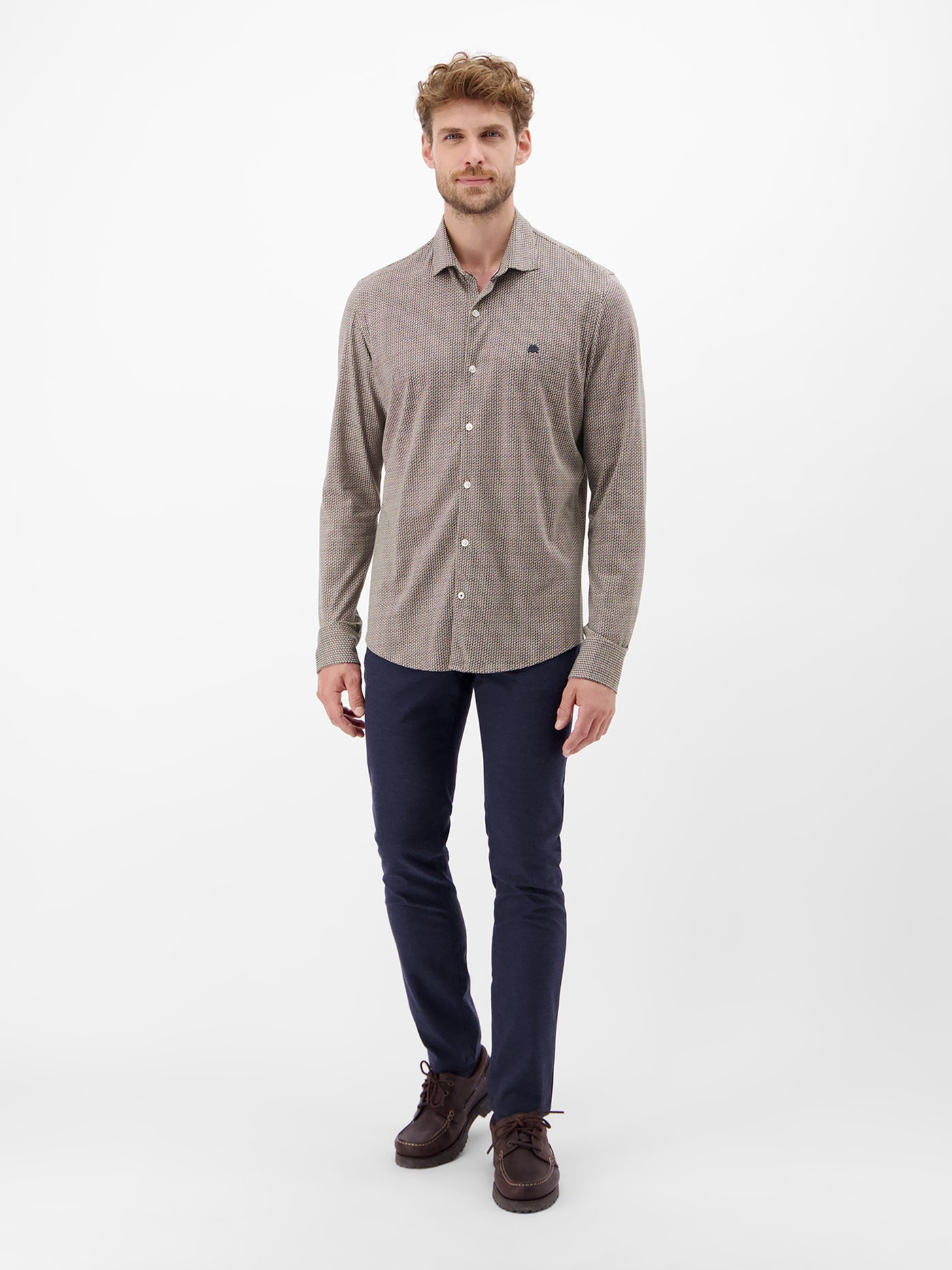 Langarmhemd mit Minimal-Karomuster - LERROS