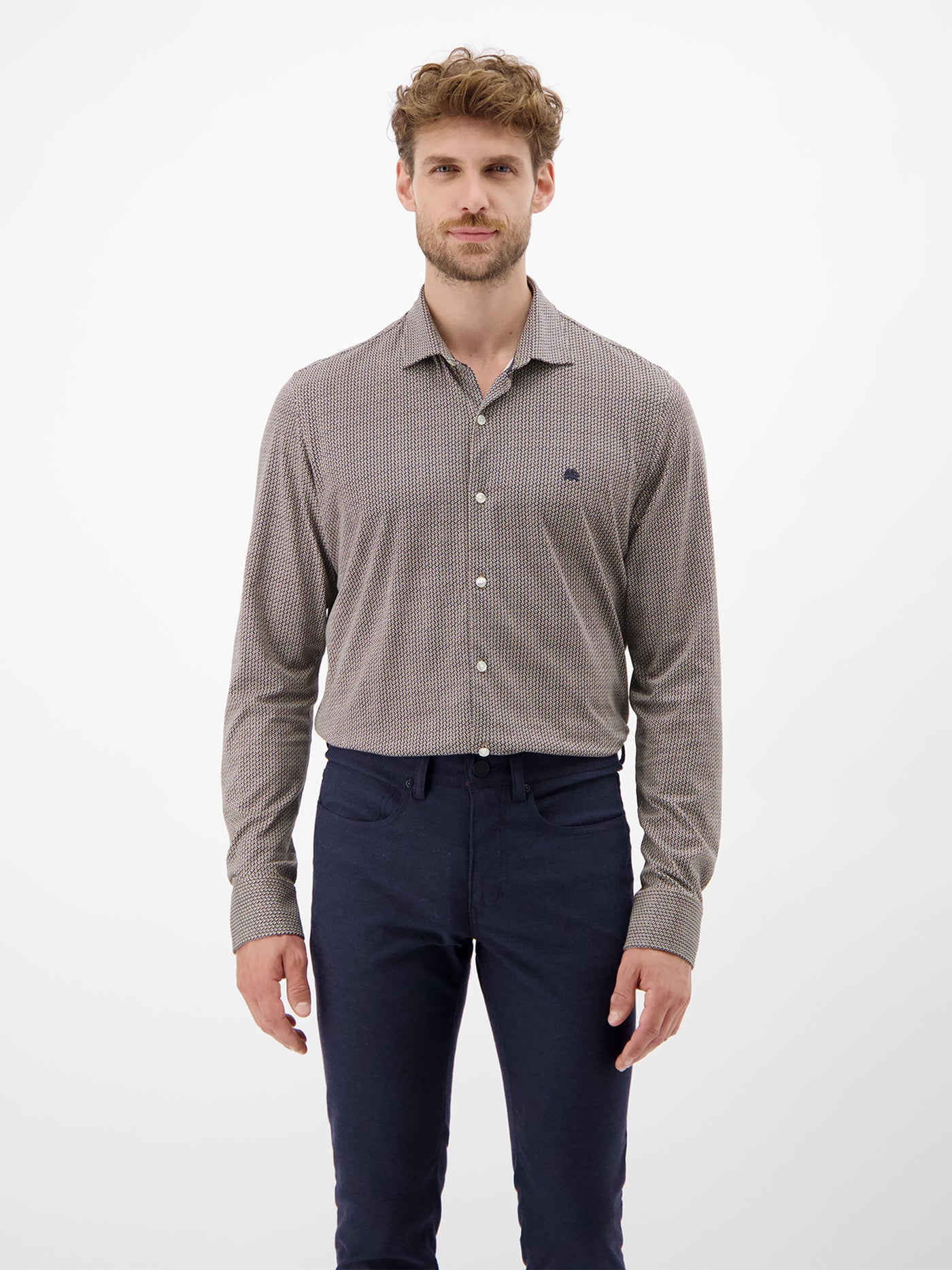 Langarmhemd mit Minimal-Karomuster - LERROS