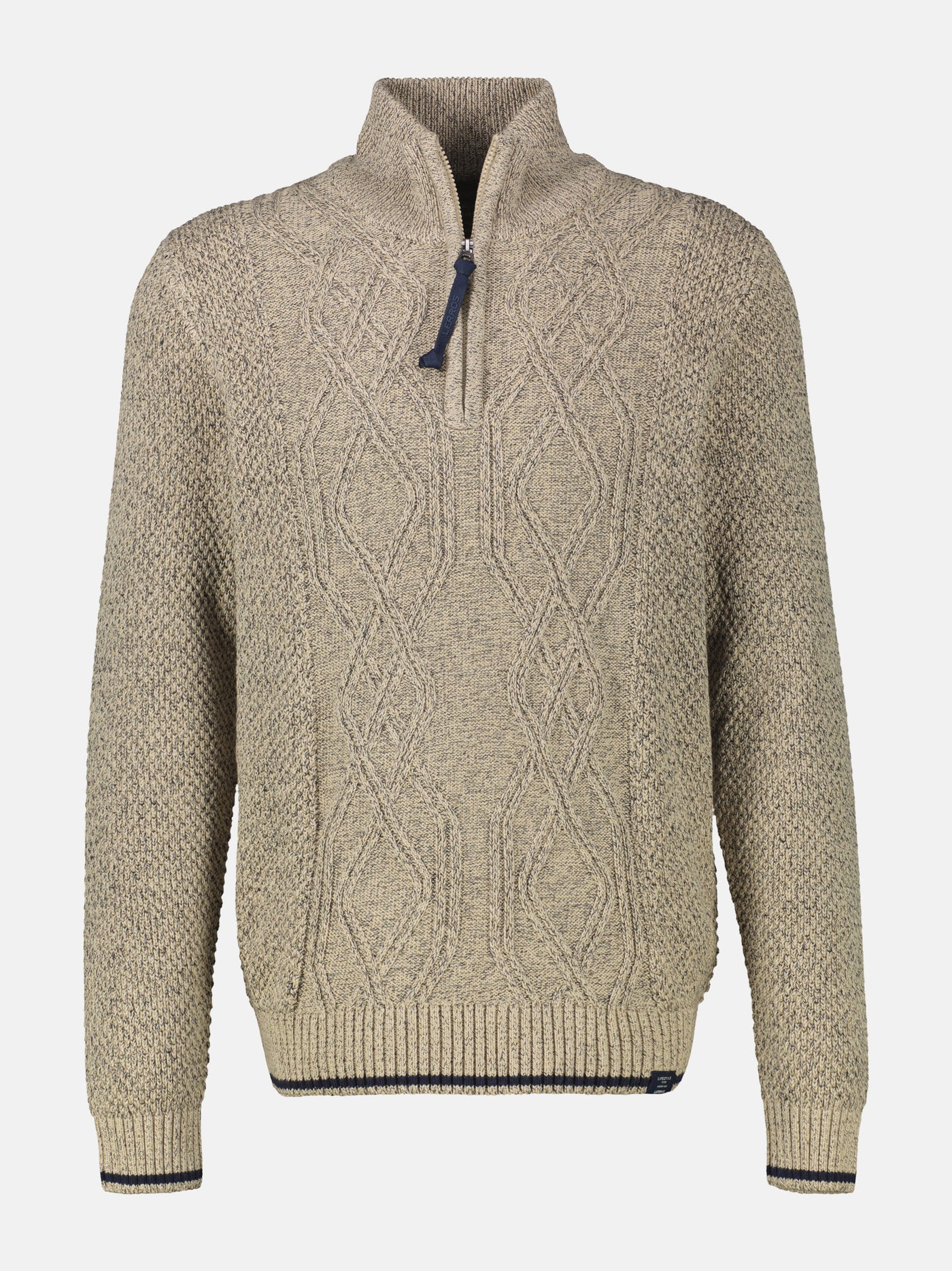 Strickpullover mit Zopfmuster und Troyerkragen - LERROS