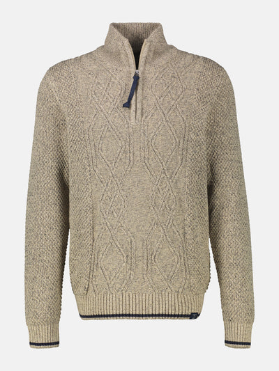 Strickpullover mit Zopfmuster und Troyerkragen - LERROS