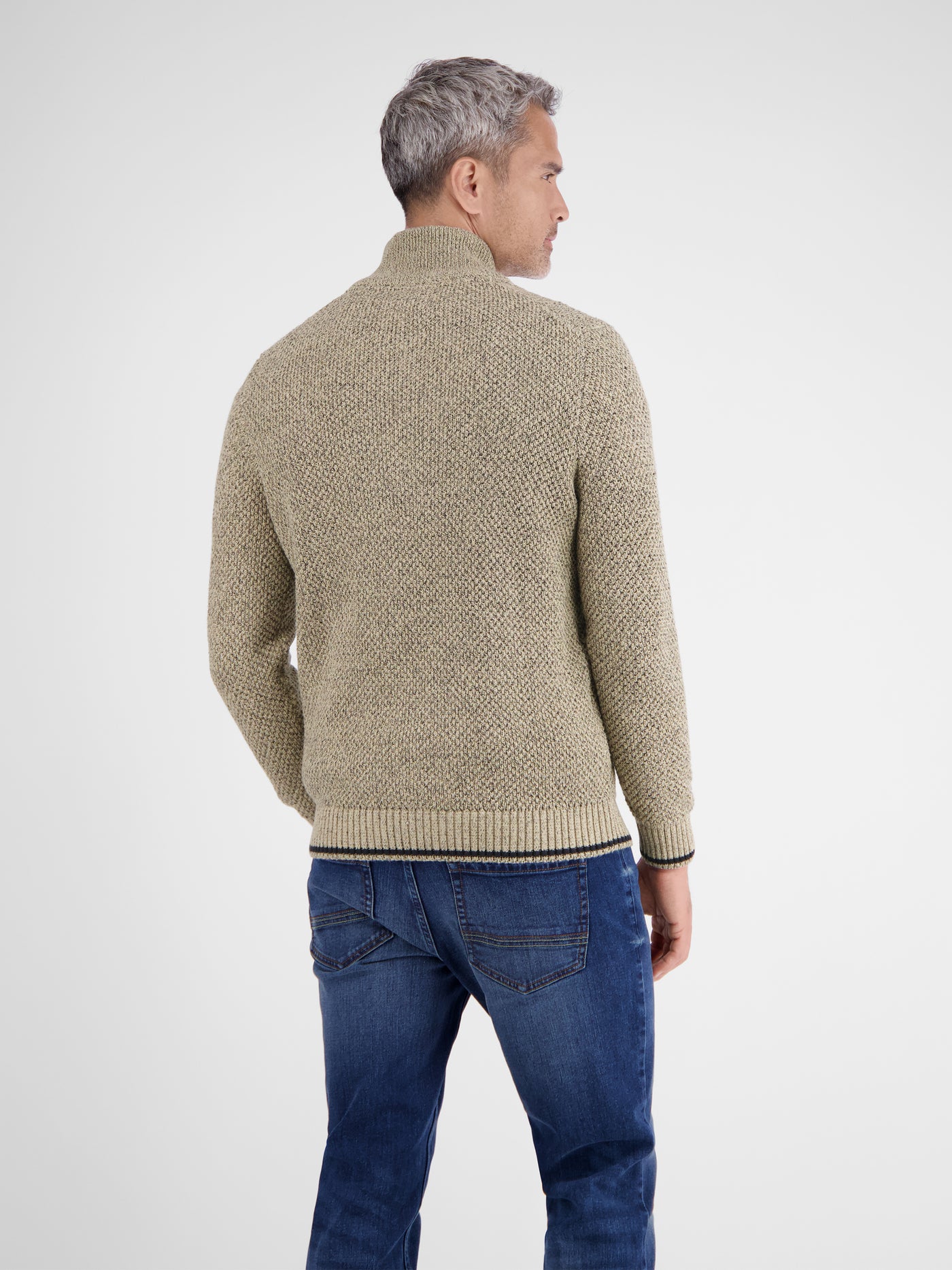 Strickpullover mit Zopfmuster und Troyerkragen - LERROS