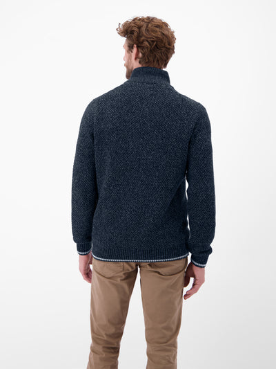 Strickpullover mit Zopfmuster und Troyerkragen - LERROS