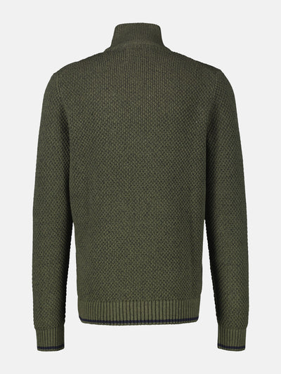 Strickpullover mit Zopfmuster und Troyerkragen - LERROS