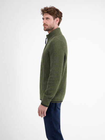 Strickpullover mit Zopfmuster und Troyerkragen - LERROS