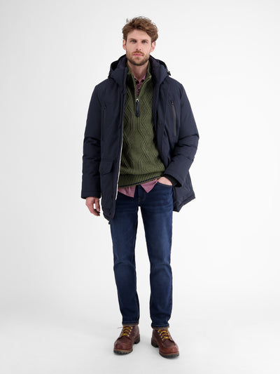 Strickpullover mit Zopfmuster und Troyerkragen - LERROS