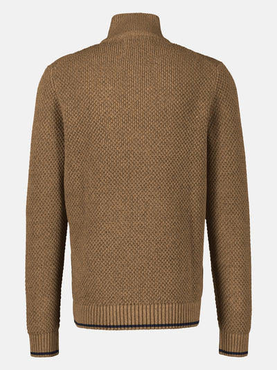 Strickpullover mit Zopfmuster und Troyerkragen - LERROS
