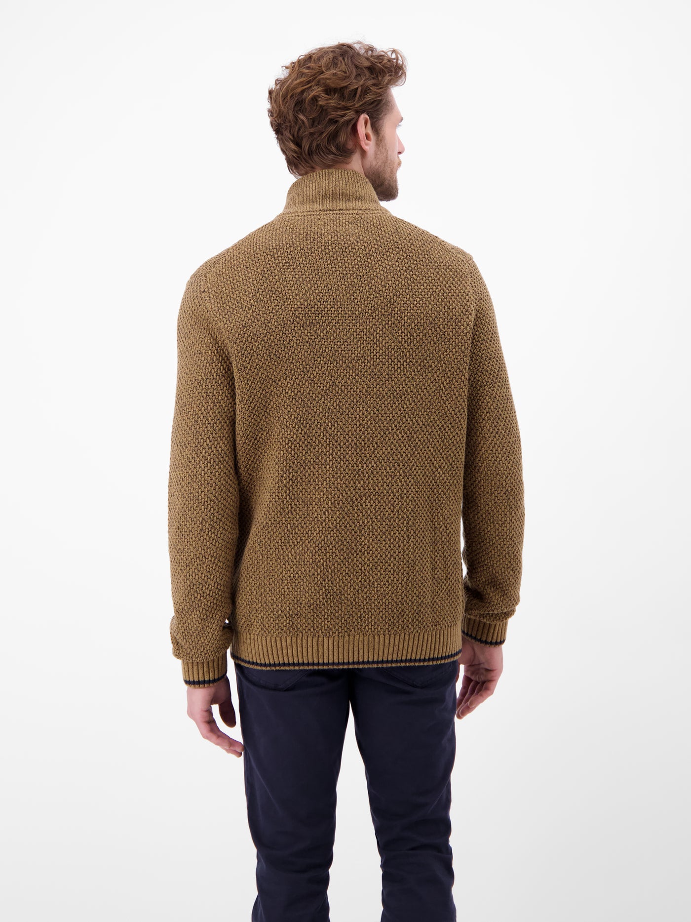 Strickpullover mit Zopfmuster und Troyerkragen - LERROS