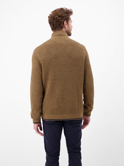Strickpullover mit Zopfmuster und Troyerkragen - LERROS