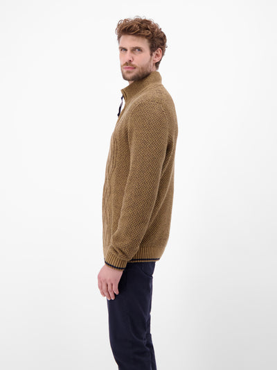 Strickpullover mit Zopfmuster und Troyerkragen - LERROS