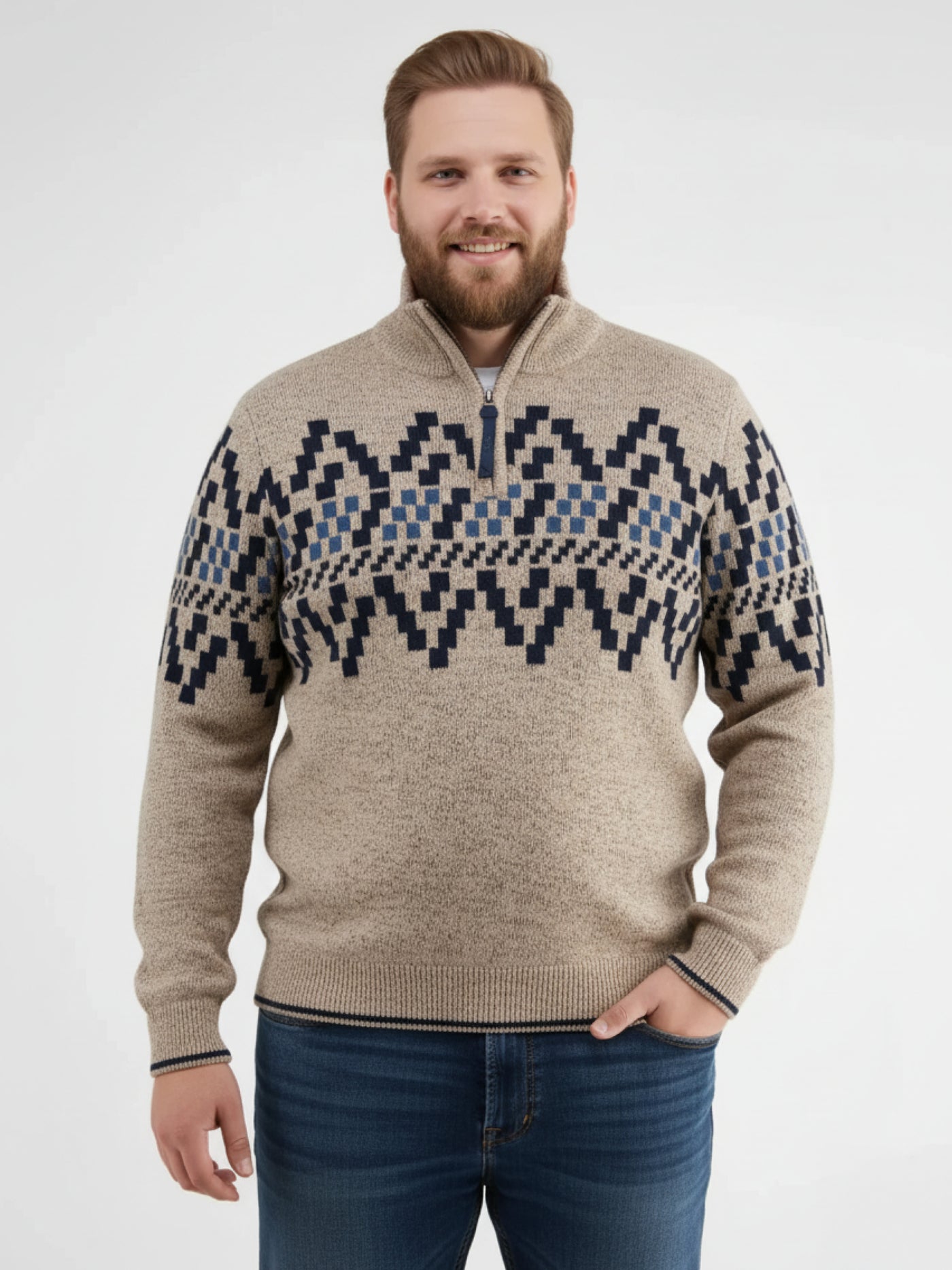 Troyer mit Norwegermuster in Übergrößen - LERROS