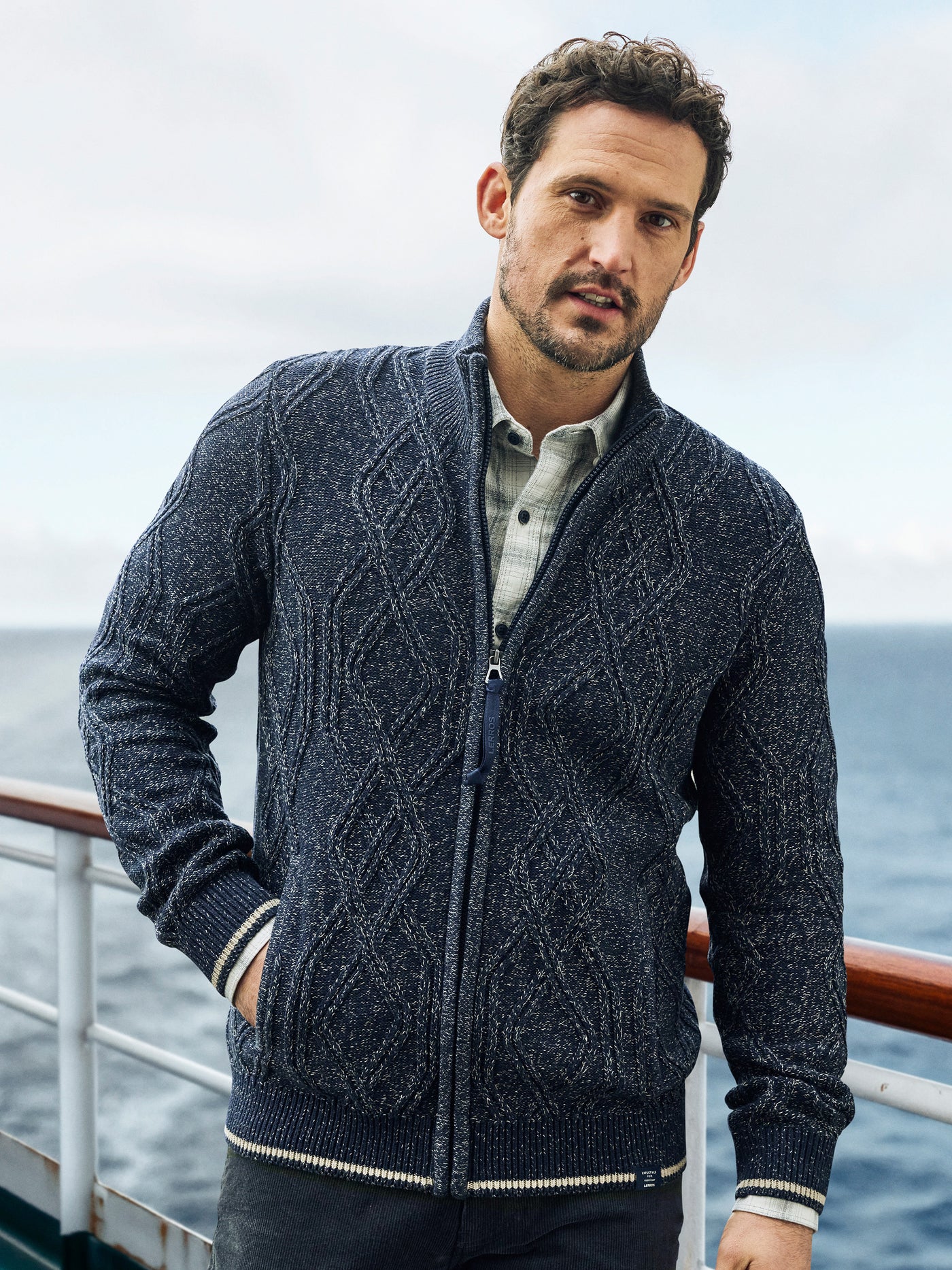 Herren Strickjacke Strickjacke Zopf Men's Cable-knit Cardigan – LERROS
