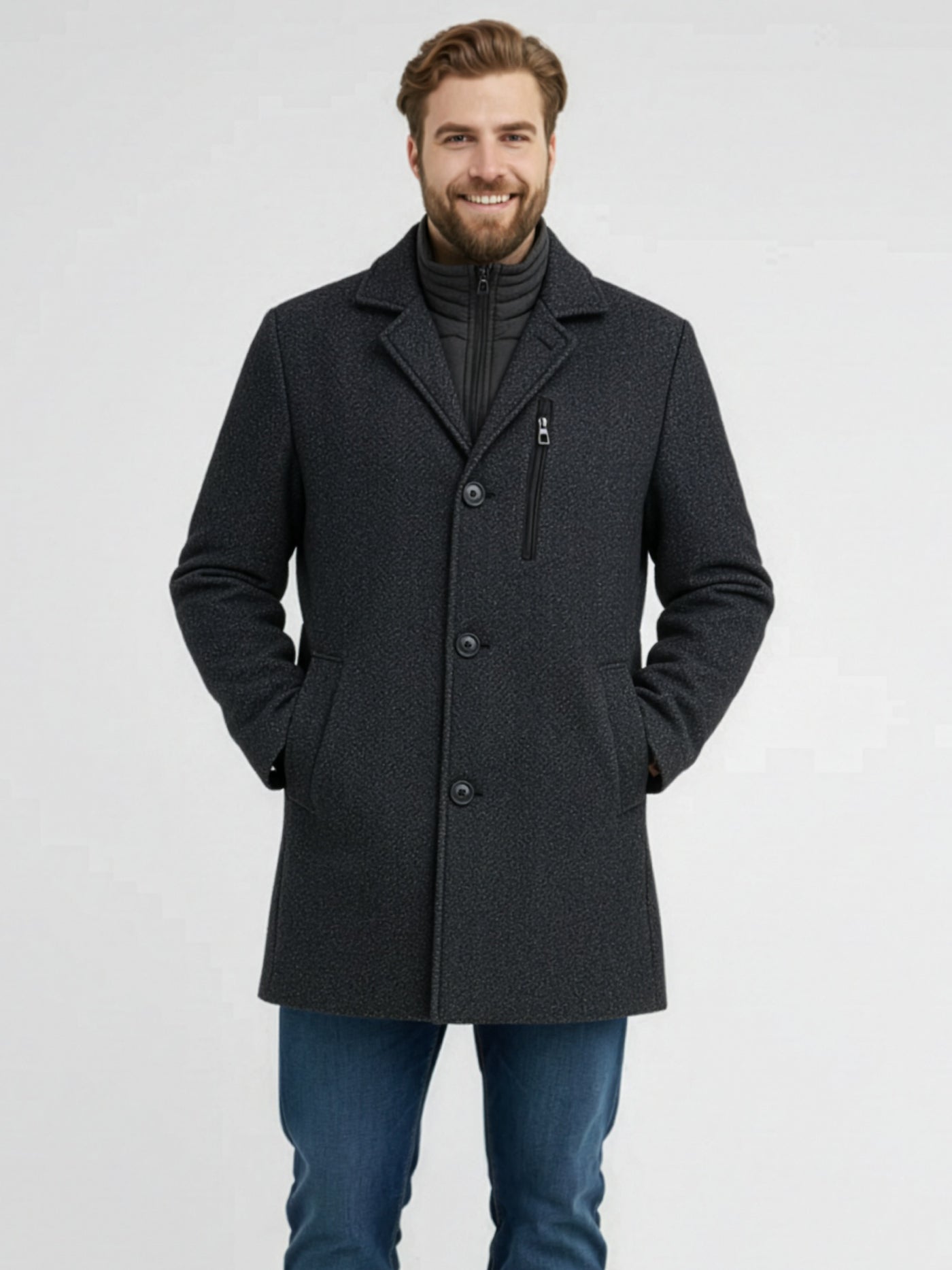 Mantel in Übergrößen, Wolloptik - LERROS