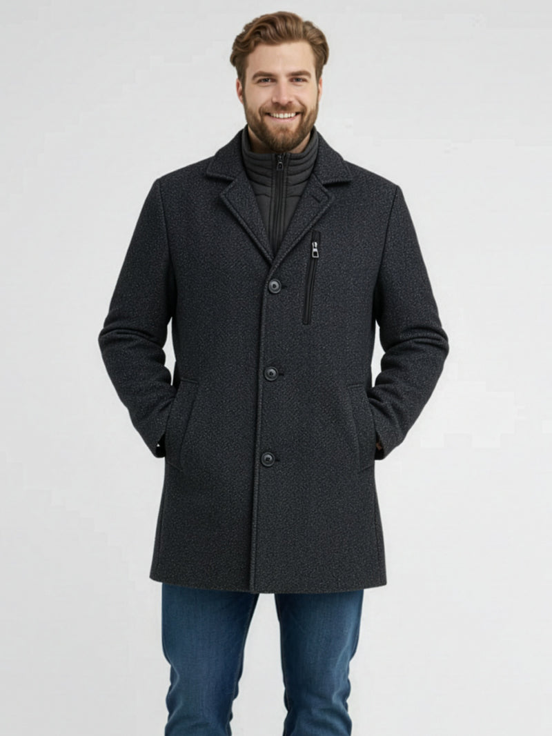 Mantel in Übergrößen, Wolloptik - LERROS