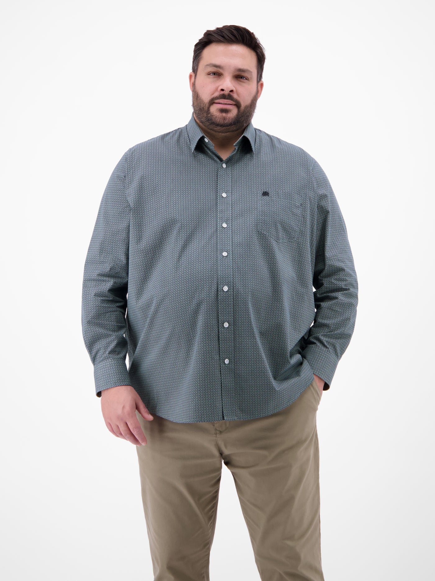 Langarmhemd mit Kentkragen aus 100% Baumwolle - LERROS