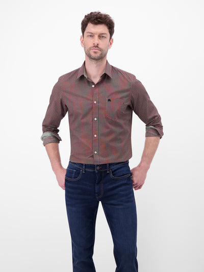 Langarmhemd mit Karomuster aus 100% Baumwolle - LERROS