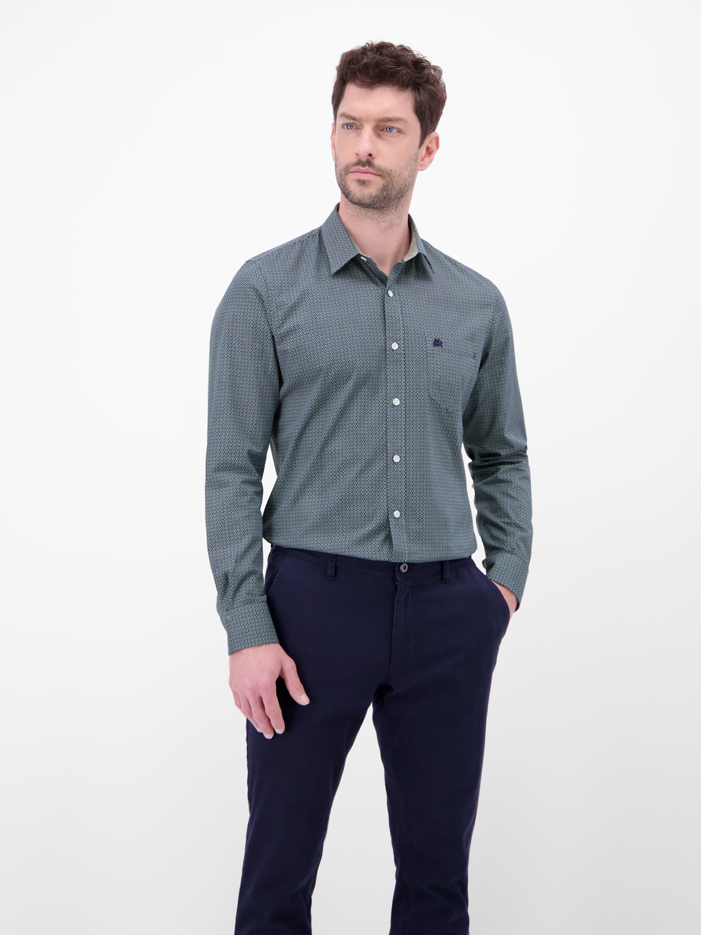 Langarmhemd mit Karomuster aus 100% Baumwolle - LERROS