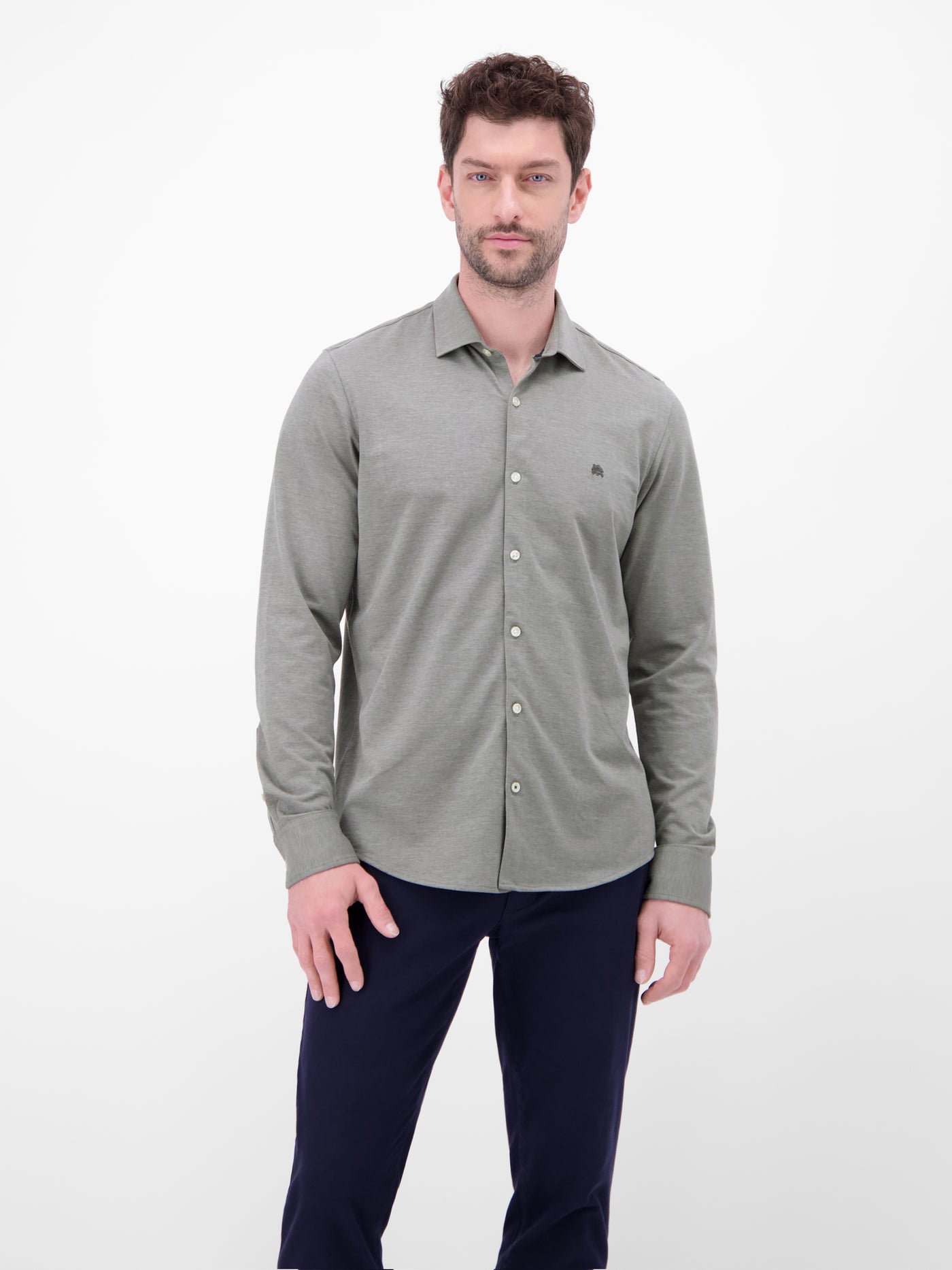 Jerseyhemd mit 2-Knopf-Manschette und Kentkragen - LERROS