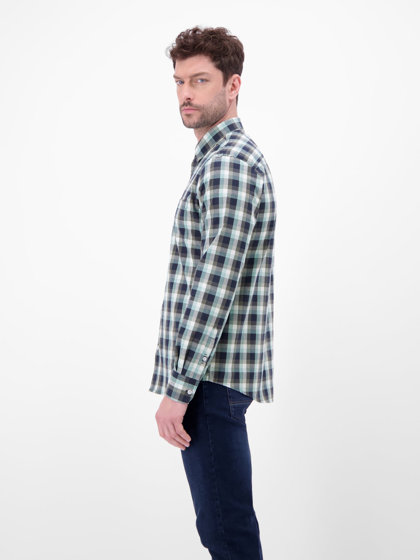 Karohemd mit Kentkragen und Brusttasche - LERROS