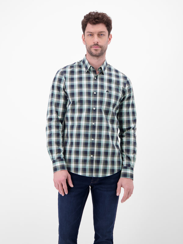 Karohemd mit Kentkragen und Brusttasche - LERROS