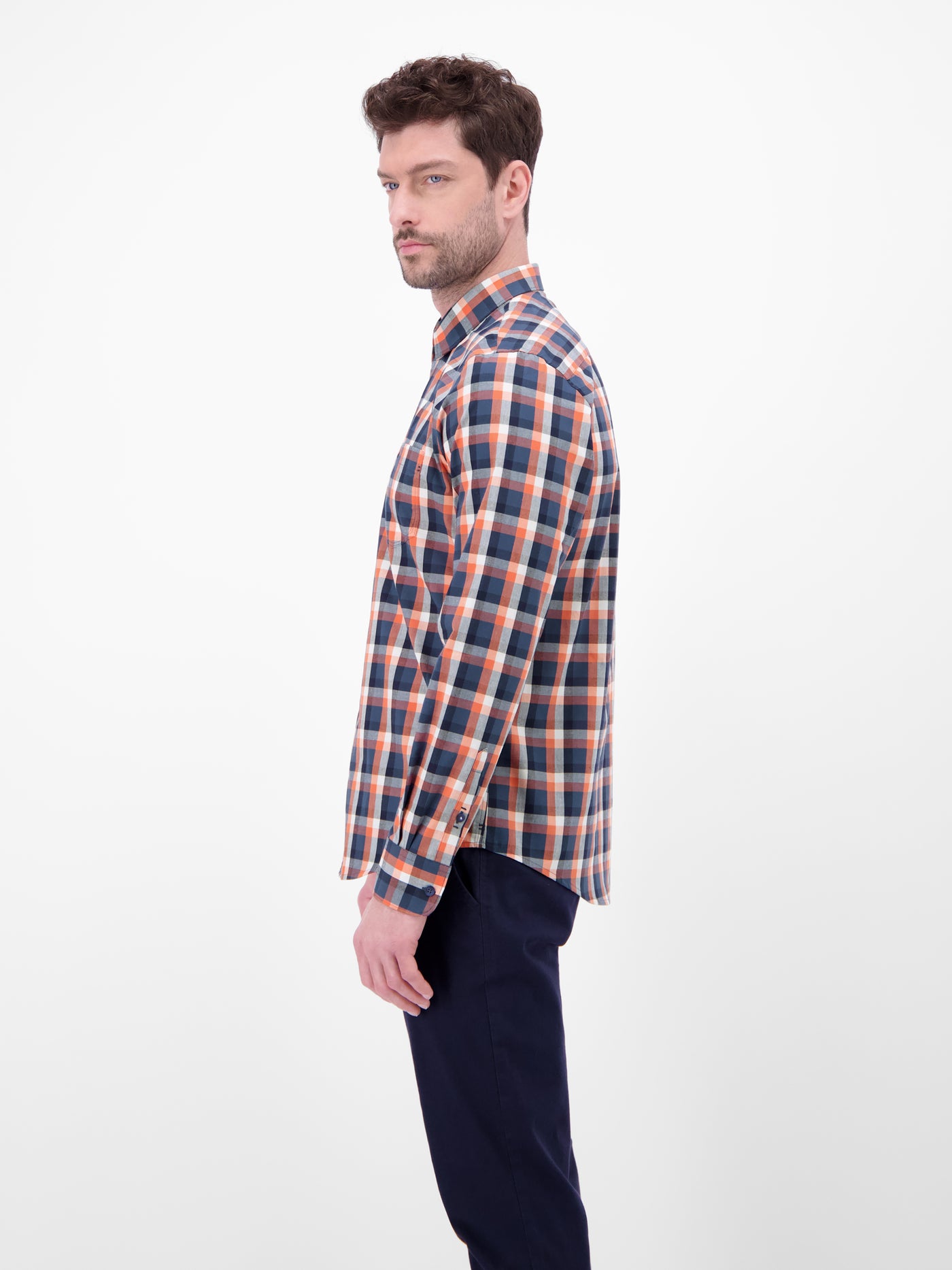 Karohemd mit Kentkragen und Brusttasche - LERROS