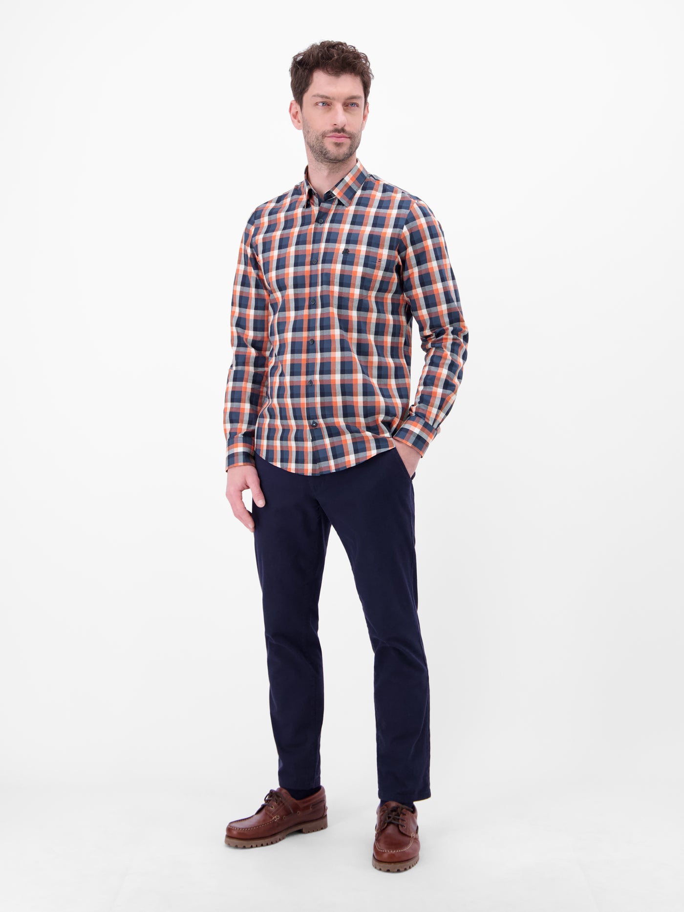 Karohemd mit Kentkragen und Brusttasche - LERROS