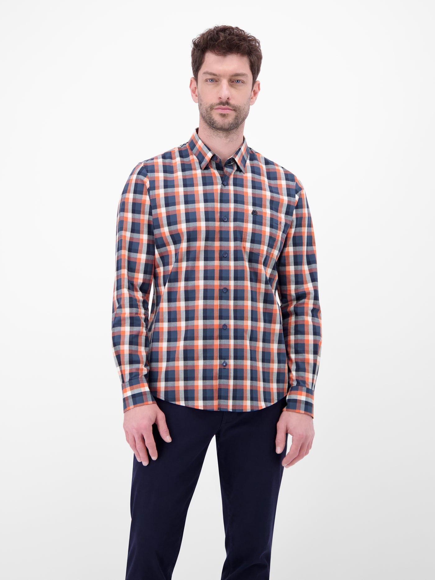 Karohemd mit Kentkragen und Brusttasche - LERROS