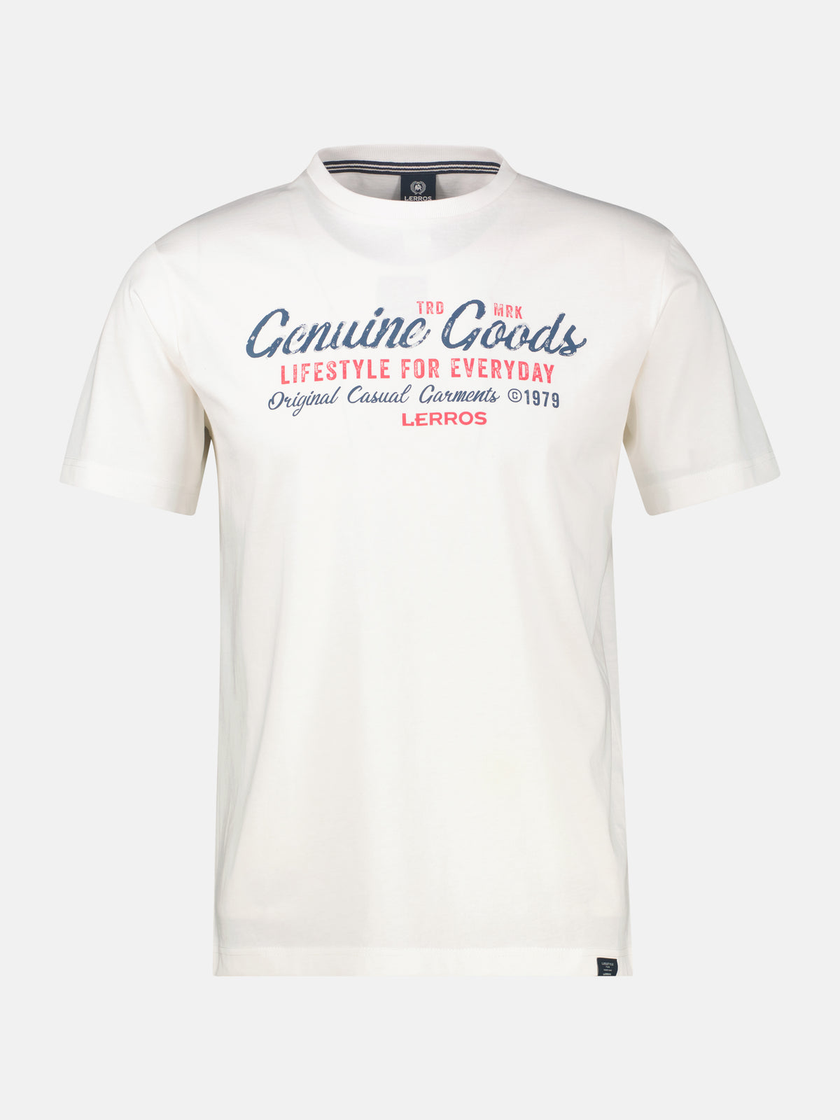 T-Shirt unifarben mit Print und 1/2-Ärmeln - LERROS