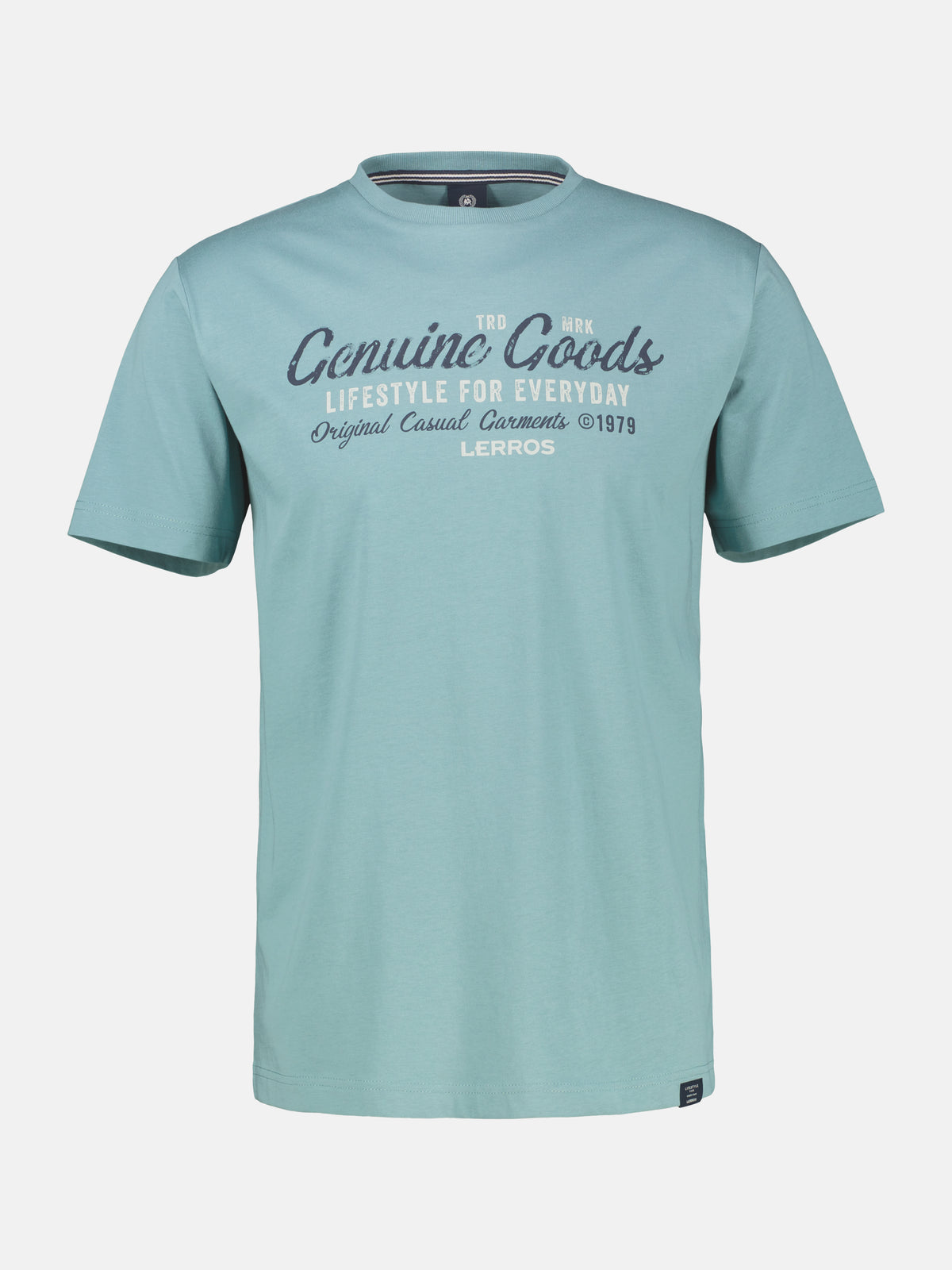 T-Shirt unifarben mit Print und 1/2-Ärmeln - LERROS