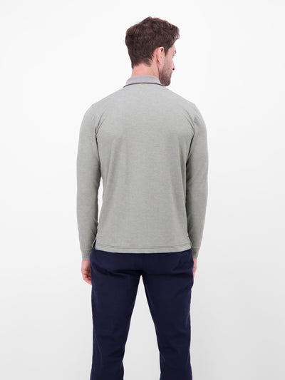 Langarm Polo mit Brusttasche aus Baumwollmix - LERROS