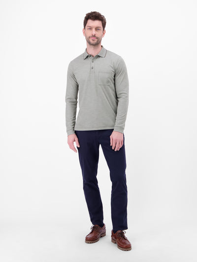 Langarm Polo mit Brusttasche aus Baumwollmix - LERROS