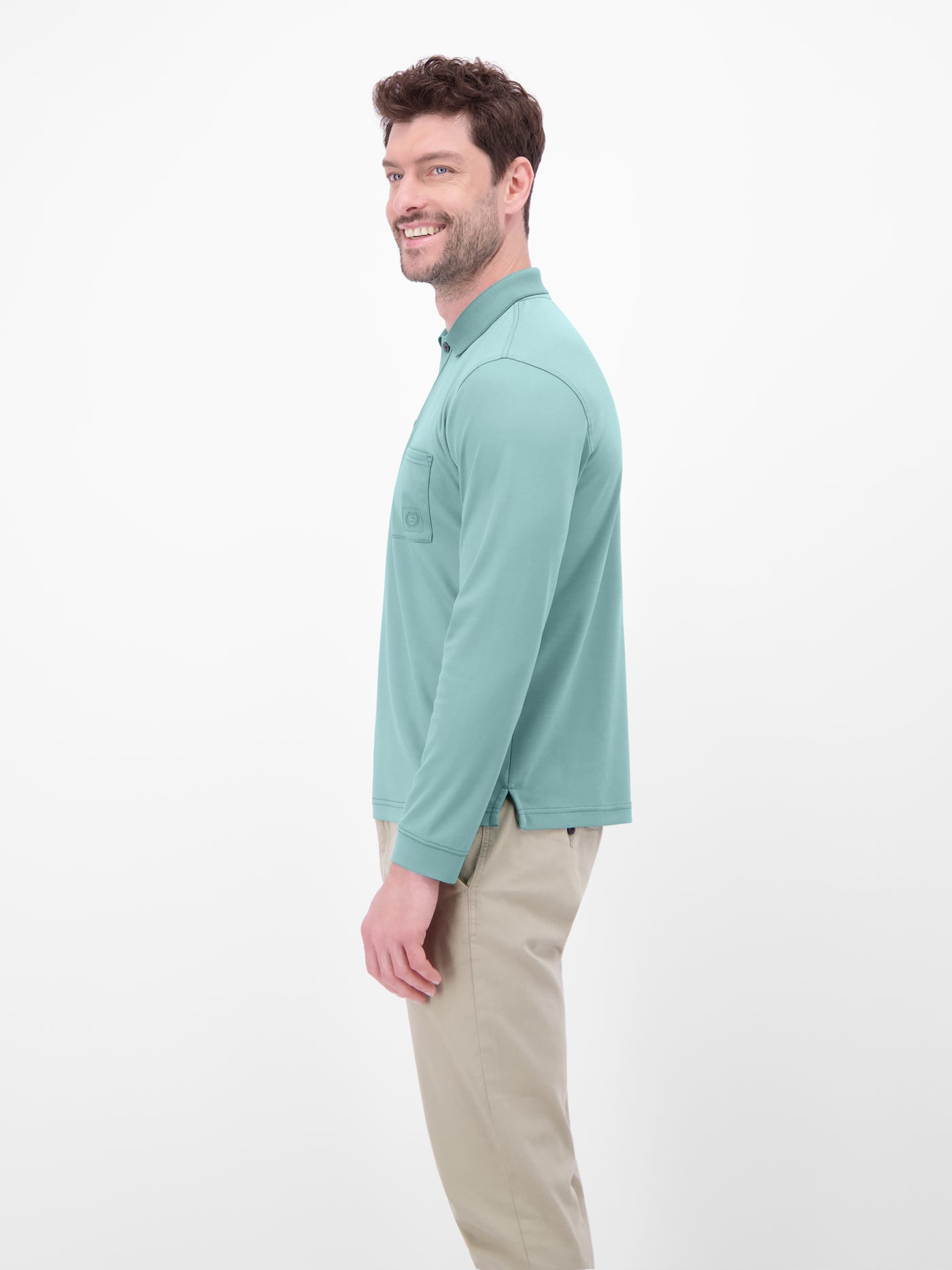 Langarm Polo mit Brusttasche aus Baumwollmix - LERROS