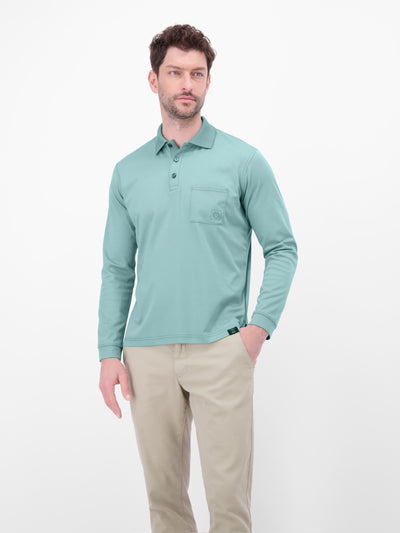 Langarm Polo mit Brusttasche aus Baumwollmix - LERROS